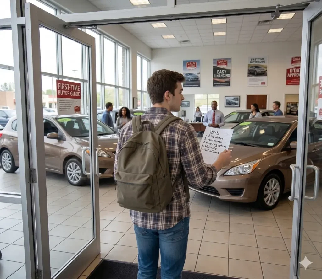 Use this first-time car buyer checklist to prepare your budget, paperwork, down payment, and questions before visiting a dealership.